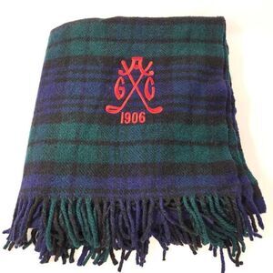 ANNANDALE GOLF CLUB BLACK WATCH TARTAN PLAID BLANKET THROW 100% WOOL 60" X 64"